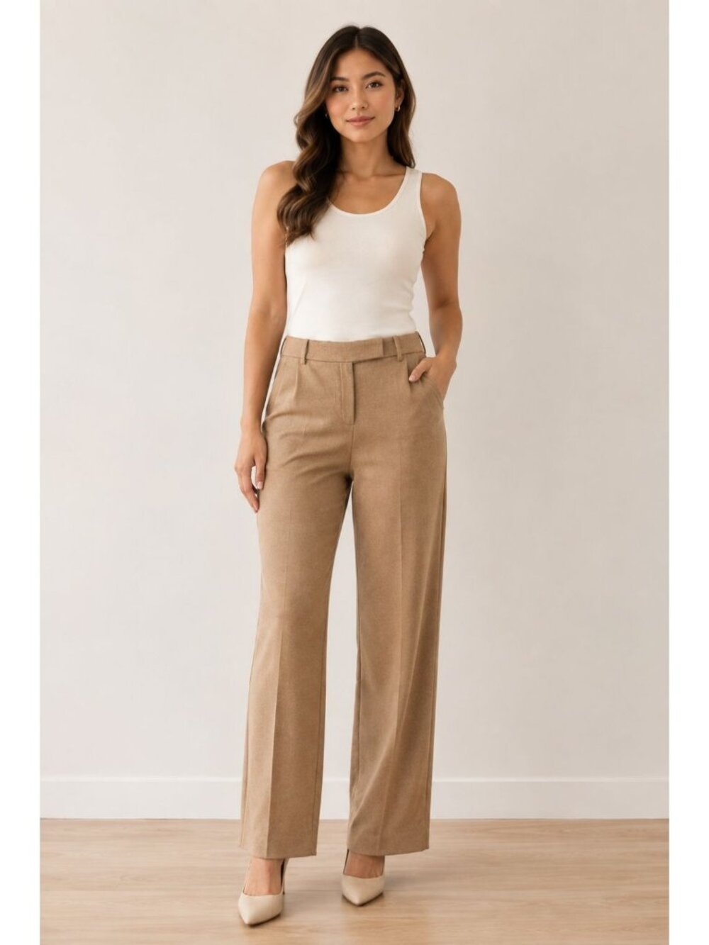 NWT $1995 Loro Piana Lawrence Wide Leg Cashmere Trouser Pants Gold Size 12